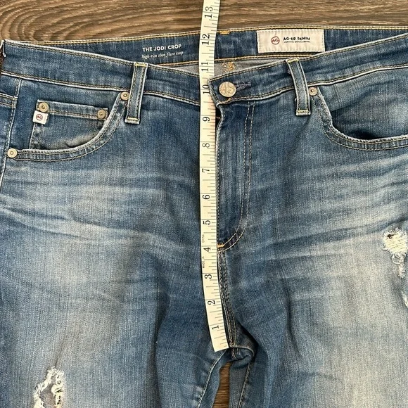 AG Adriano Goldschmied Jodi Crop 31 High Rise Jeans Flare Kick Fit Distressed - Picture 5 of 11
